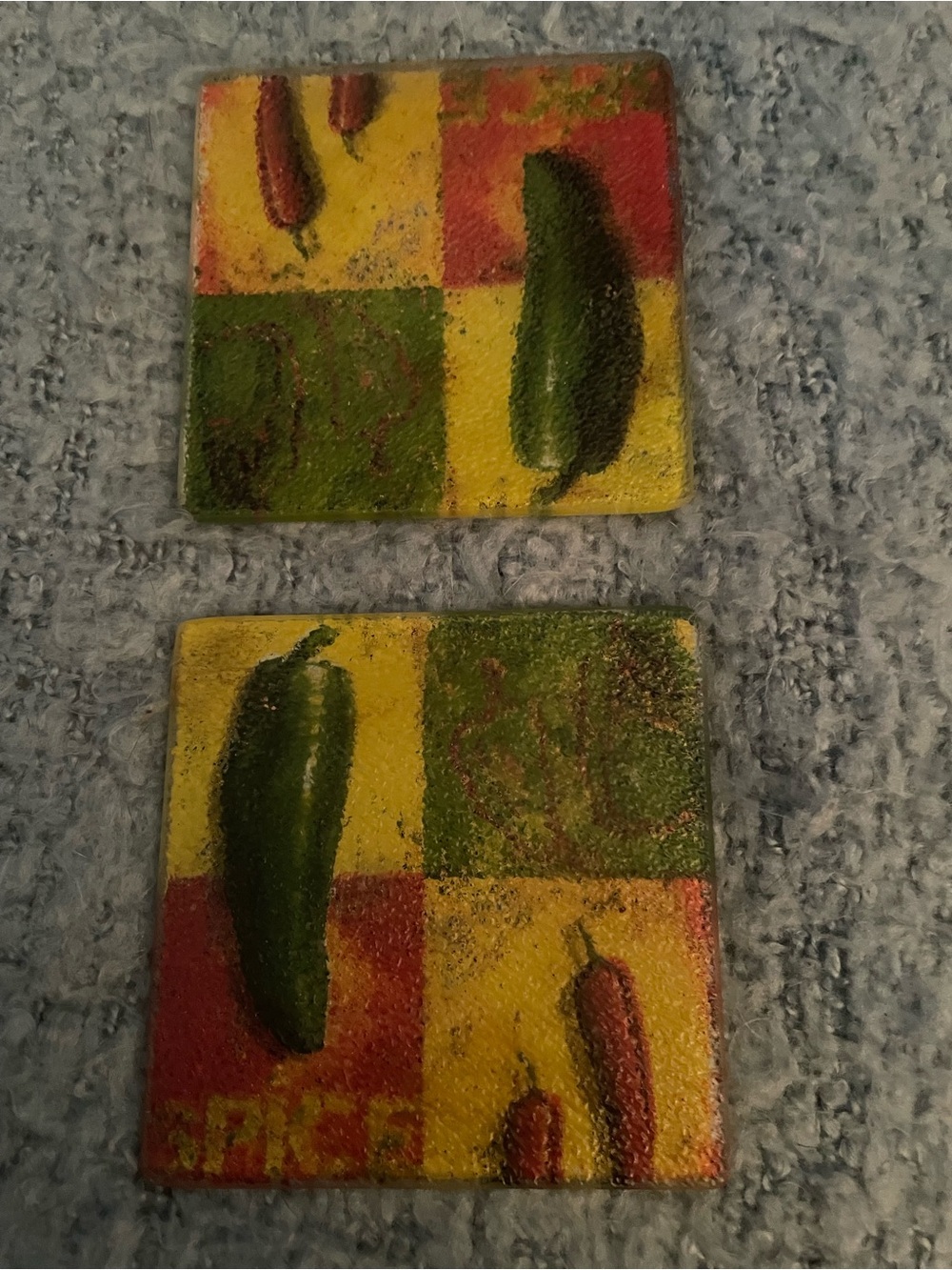 Chili Pepper Tile Coasters - Yellow, Green & Red